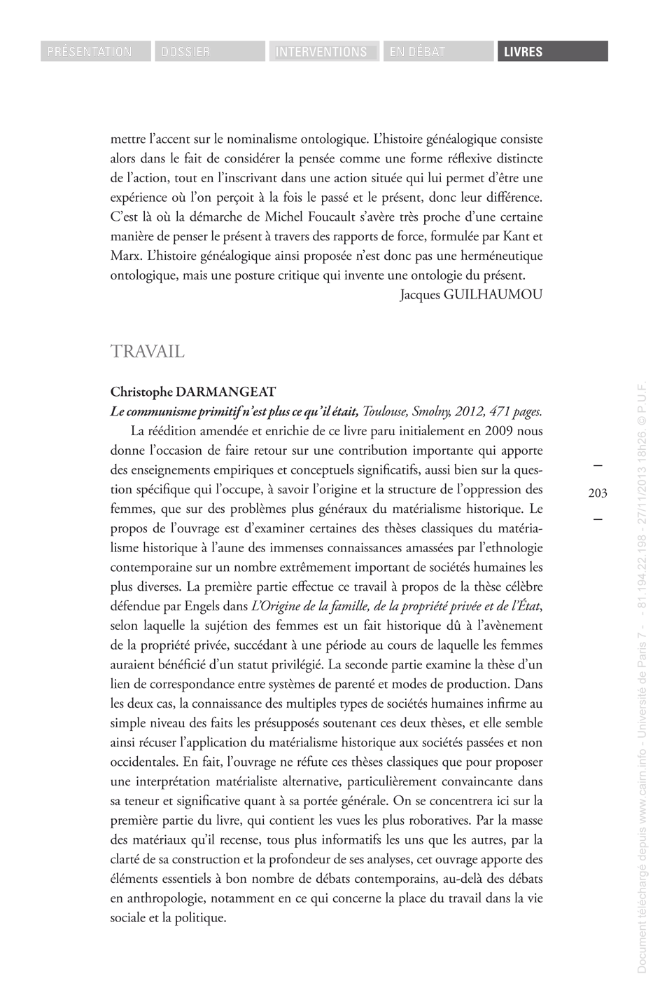 Une recension du Communisme primitif… par Actuel Marx
